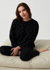 Ovs Pyjama Top With Drawstring And Leaf Print